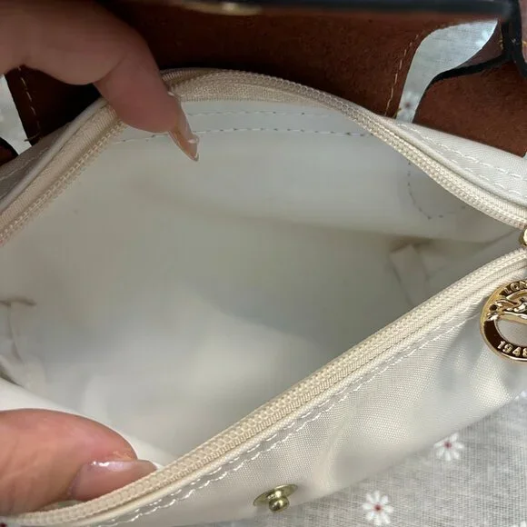 Longchamp Mini Bag in Cream and Brown - Picture 4 of 5